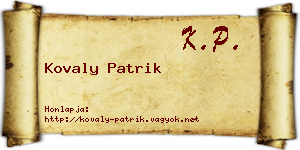 Kovaly Patrik névjegykártya
